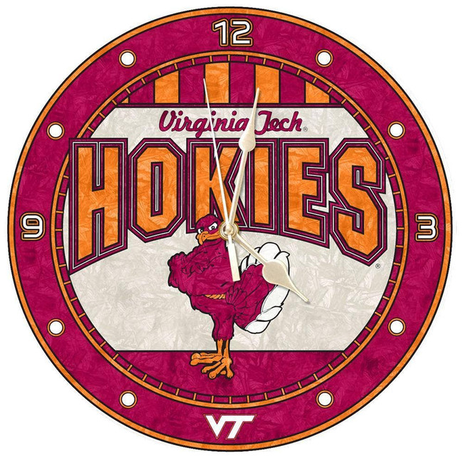 Virginia Tech Hokies 12" Art Glass Clock
